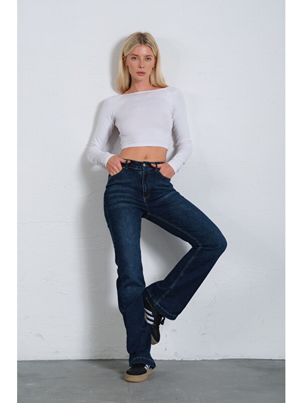 Maule Yüksek bel kot, ispanyol paça esnek denim kumaş kadın fit and Flare jean pantolon @flares