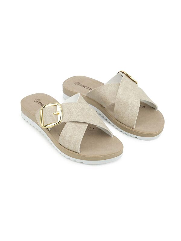 Kadın Yazlık Tek Toka Ayarlanabilir Suni Deri Rahat Taban Günlük Terlik - Görsel 4