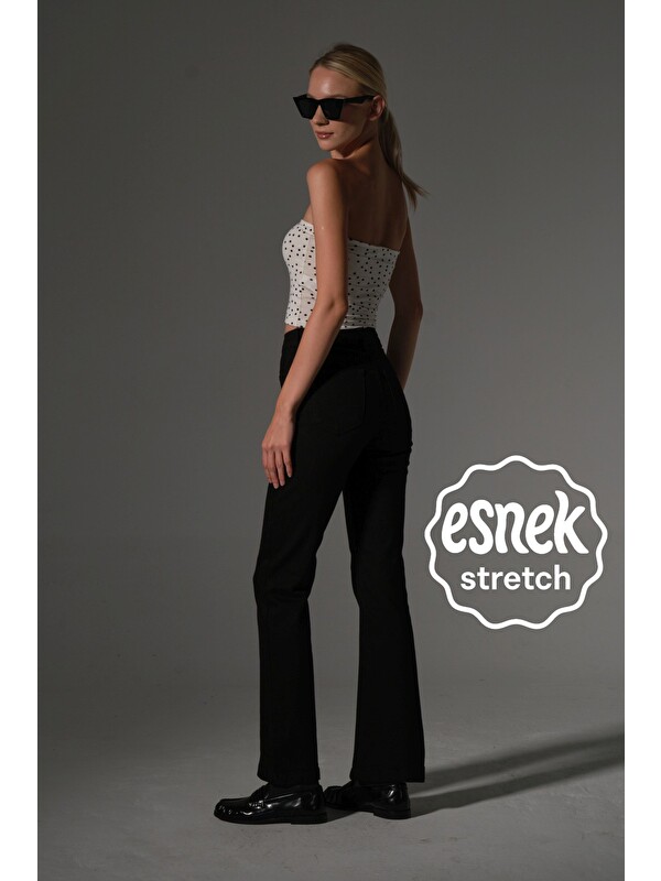 Maule Yüksek bel kot, ispanyol paça esnek denim kumaş kadın fit and Flare jean pantolon @flares