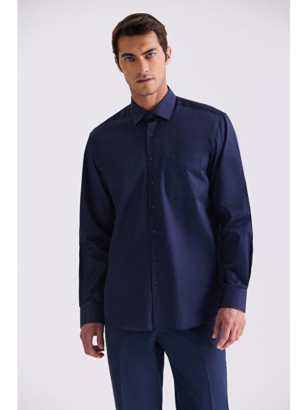 JAKAMEN Lacivert Classic Fit %100 Pamuk Gömlek