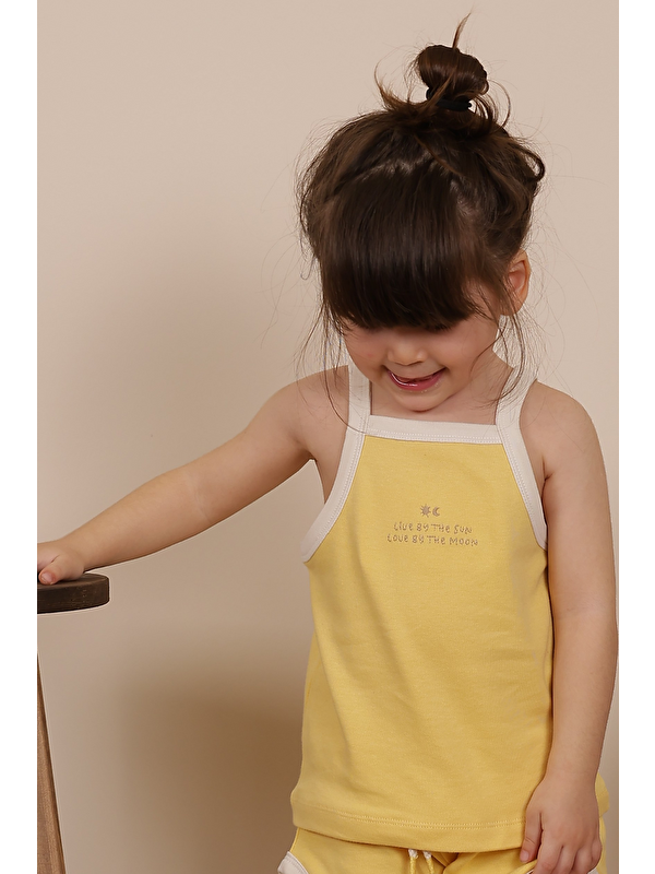 Oh La La Koala For Little Ones Pastel Sarı Askılı Nakışlı Kız Çocuk Üst