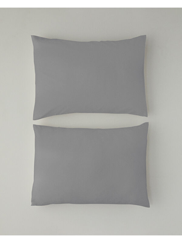 English Home Micell Pamuk Saten 2'li Yastık Kılıfı 50x70 cm Gümüş