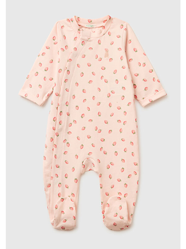 United Colors Of Benetton Bebek Krem Gizli Çıtçıtlı Tamamı Desenli Uzun Kollu Tulum