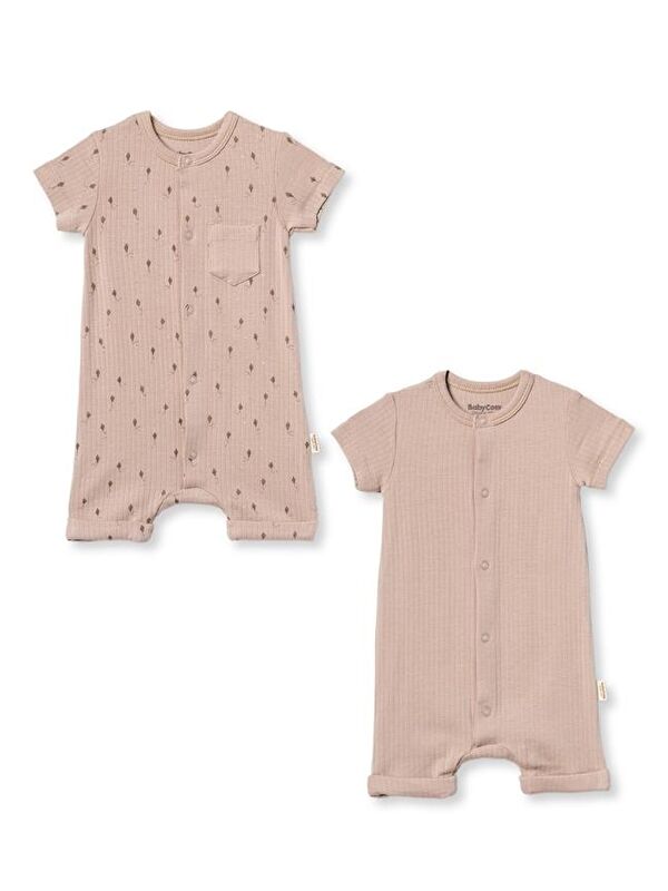 BabyCosy Organic  Bebek Şort Kollu Tulum, %100 Organik Pamuk, Bebek ve Yenidoğan Serisi - CSYM31116