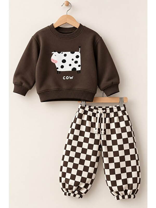 My Kids Wear Çocuk 2'li Sweatshirt Eşofman Altı Takım Rahat Kesim Günlük Kombin 12936