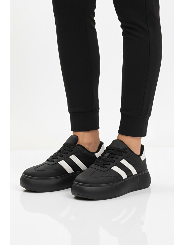 Ayakmod Siyah Yüksek Taban Bağcıklı Unisex Sneaker DVS-01 Z