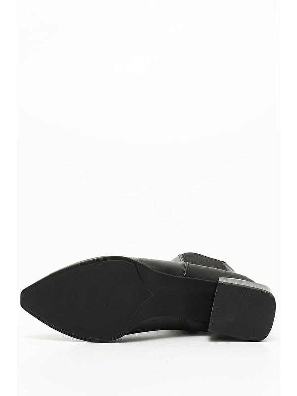 SİYAH MELANJ Sivri Burun Kısa Topuklu Fermuarlı Lastikli Kadın Bot 35675 - Görsel 6