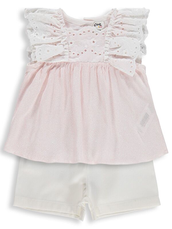 Civil Baby Kol Brodeli 6-18 Ay Takım - Pembe