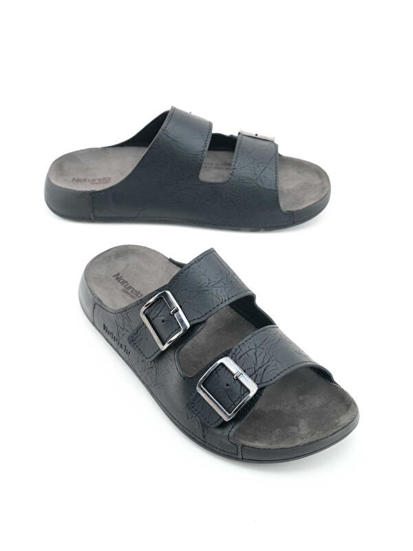 Naturela Comfort Erkek Yazlık Suni Deri Çift Toka Ayarlanabilir Rahat Taban Günlük Terlik - Görsel 2