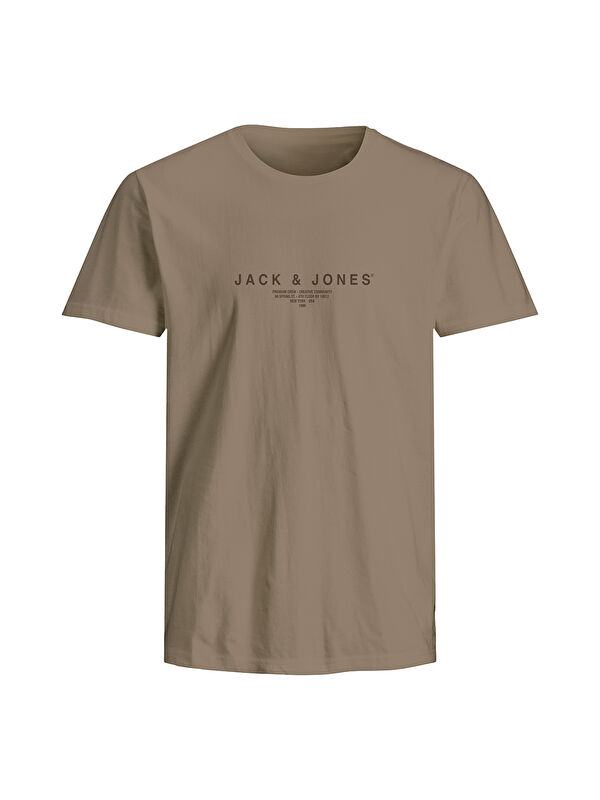Jack & Jones Blaharris Crew Neck Erkek Kahverengi Yuvarlak Yaka Spor Tişört