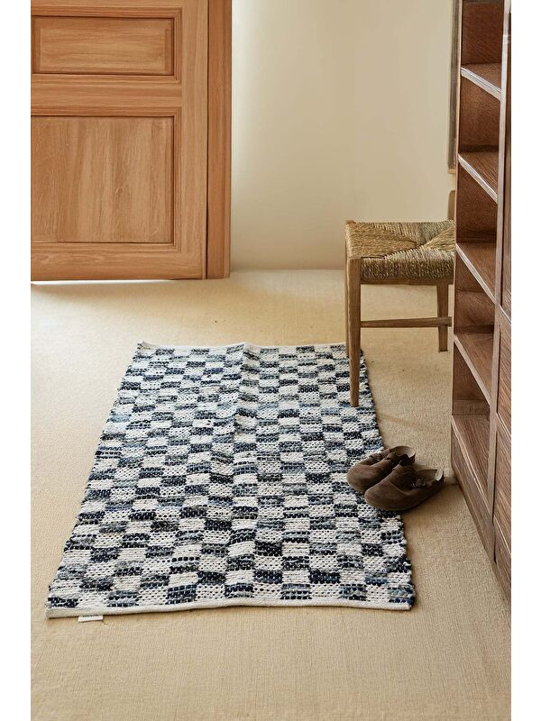 İrya Checker Denim Kilim Ekru/İndigo 80x150