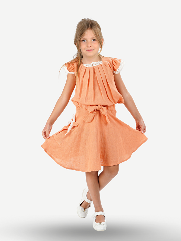 Casabony Pale Muslin Dantelli Kız Çocuk Tunik + Etekli Takım