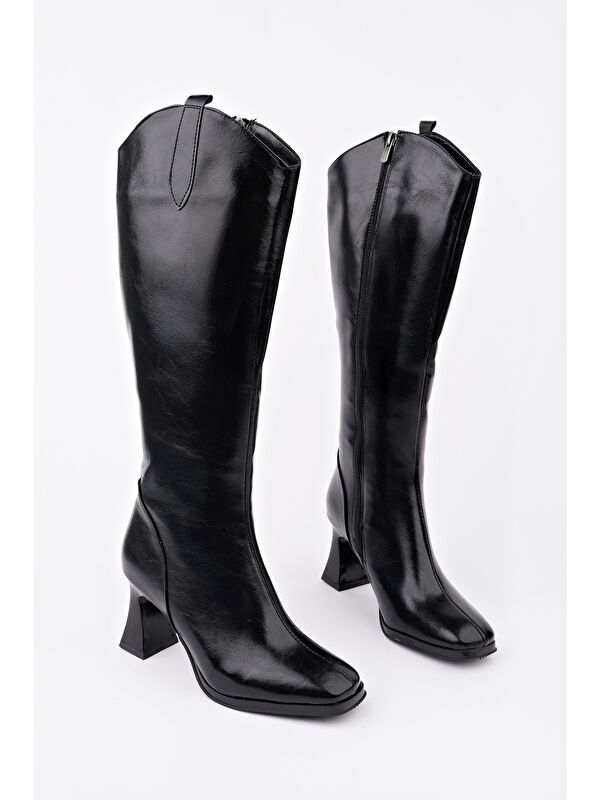 ASTORİA Küt Burun Yandan Fermuarlı Topuklu Kadın Çizme - Görsel 3