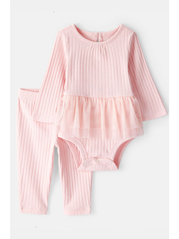 Carter's Kız Bebek Pembe Body Pantolon