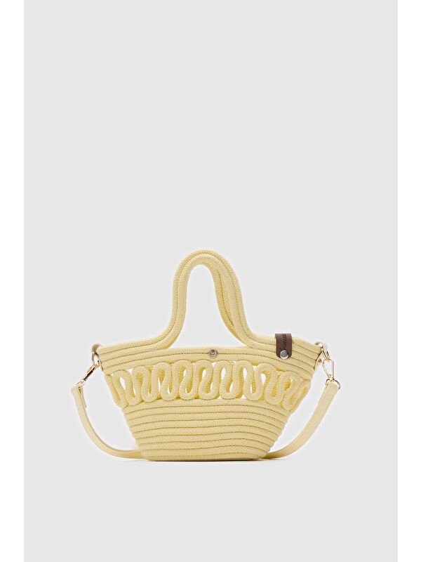 Shulebags Ortega Handmade Mini Hasır Çapraz Çanta Sarı
