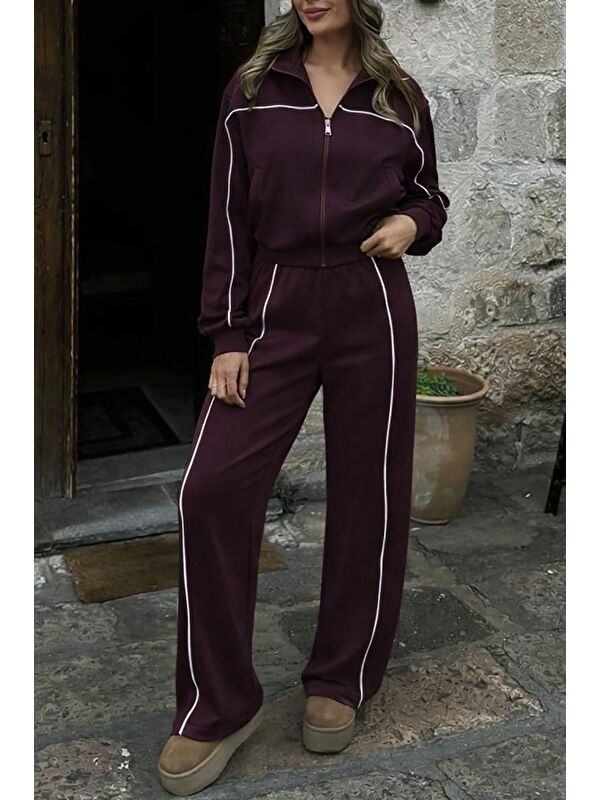 Jane's Kadın Uzun Kollu önden Fermuarlı Bluz Ve Pantolon Modal Ikili Takım