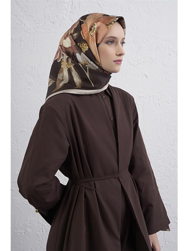 ARMİNE Çiçek Desenli Saf İpek Twill Eşarp 9414D 38