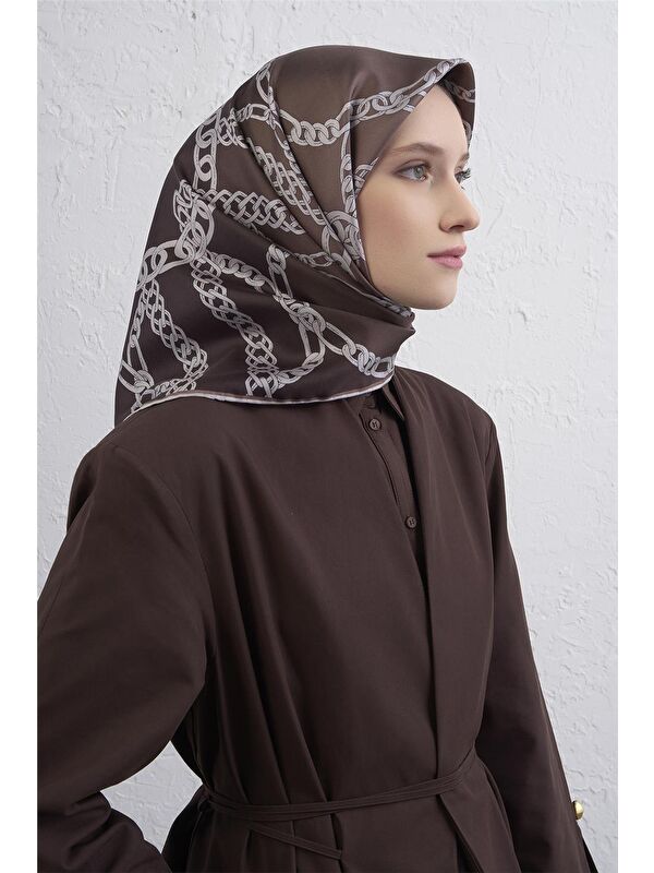 ARMİNE Geometrik Desenli Saf İpek Twill Eşarp 9427D 81