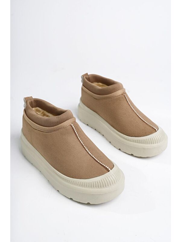 LUUQ Kadın Kalın Taban Içi Tüylü Günlük Mini Yarım Bot - Görsel 4