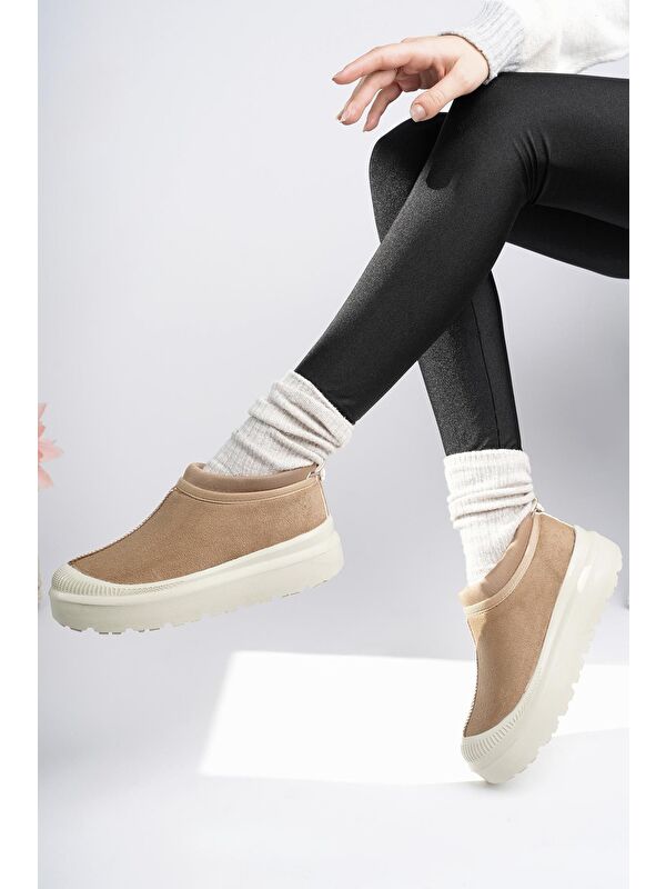 LUUQ Kadın Kalın Taban Içi Tüylü Günlük Mini Yarım Bot - Görsel 7