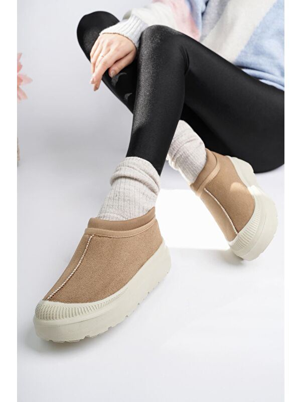 LUUQ Kadın Kalın Taban Içi Tüylü Günlük Mini Yarım Bot - Görsel 8