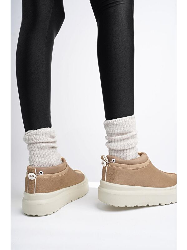 LUUQ Kadın Kalın Taban Içi Tüylü Günlük Mini Yarım Bot - Görsel 9