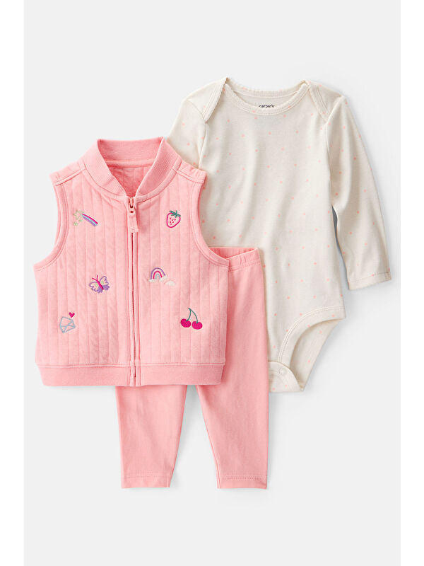 Carter's Kız Bebek Pembe Yelekli Set