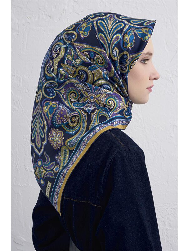 ARMİNE Etnik Desen Saf İpek Twill Eşarp 9421D 08