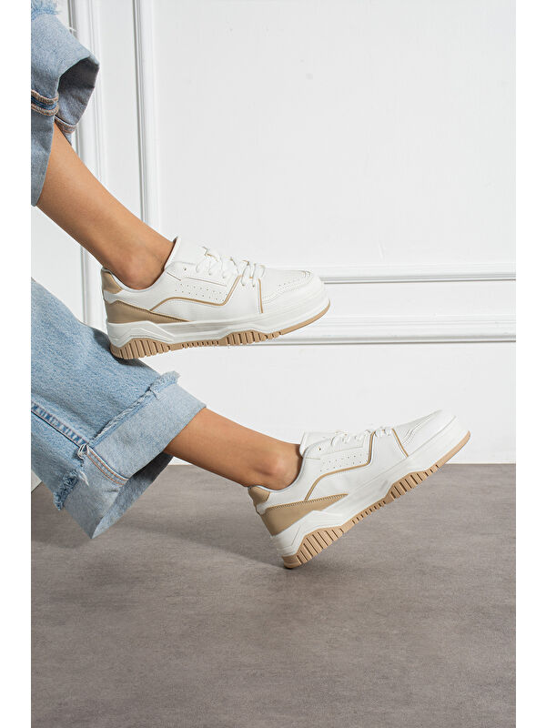 Bej Kadın Günlük Sneaker Spor Ayakkabı - Görsel 2