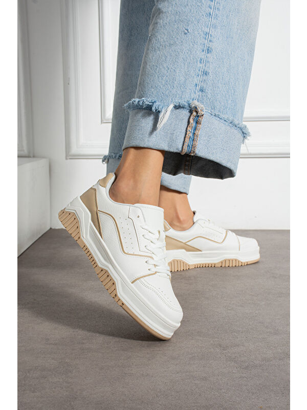 Bej Kadın Günlük Sneaker Spor Ayakkabı - Görsel 3
