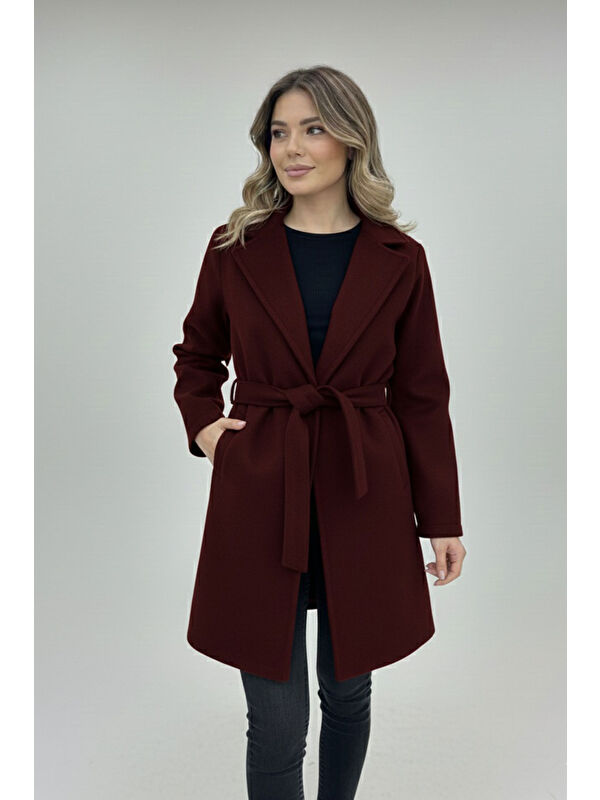 Bigdart Kadın Kuşaklı Kaban 9171 - Bordo