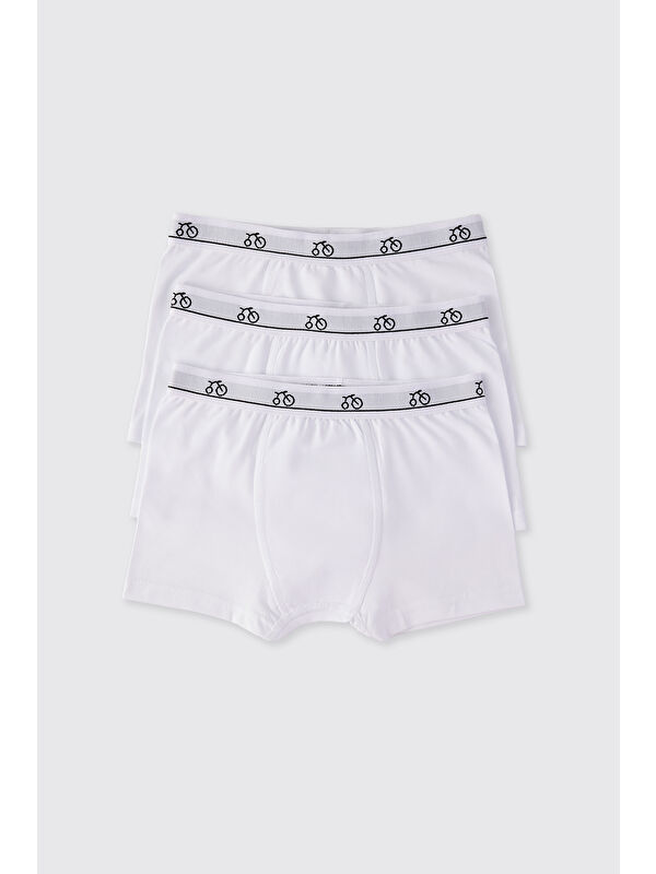 Panço Erkek Çocuk 3'lü Beyaz Boxer Seti