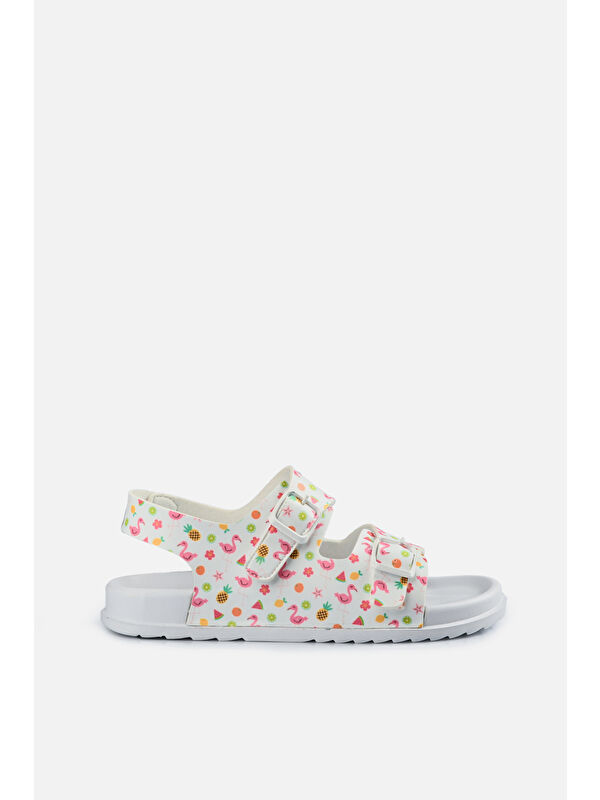 Miyu II Baskılı Kız Çocuk Beyaz Sandalet - Görsel 2