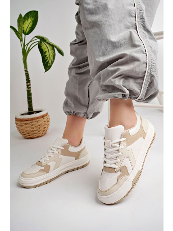 Bej Kadın Sneaker Günlük Ayakkabı - Görsel 3