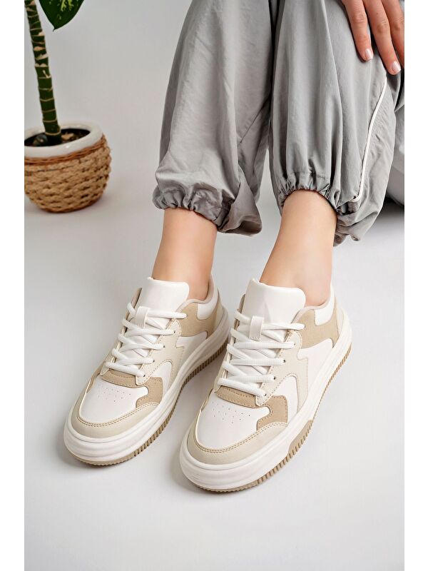 Bej Kadın Sneaker Günlük Ayakkabı - Görsel 4