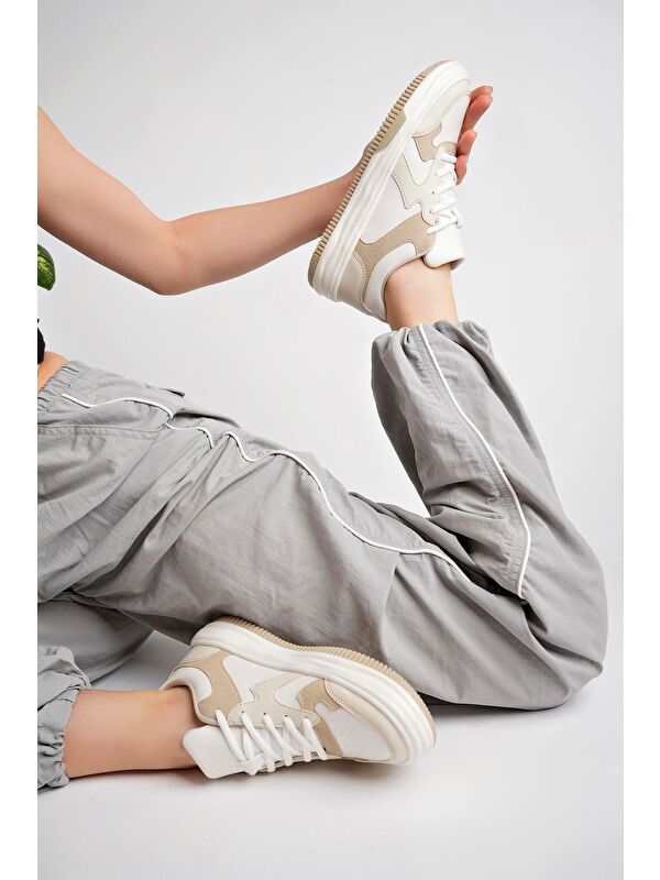 Bej Kadın Sneaker Günlük Ayakkabı - Görsel 5