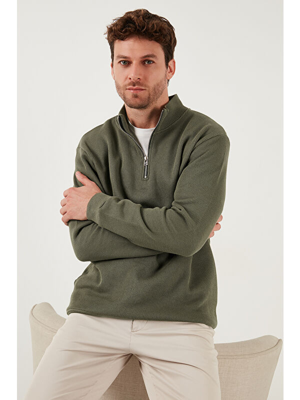 Buratti Pamuklu Relaxed Fit Yarım Fermuarlı Dik Yaka Örme Sweat 5901076