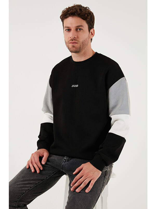 Buratti Pamuklu Relaxed Fit Bisiklet Yaka Şardonlu Renk Bloklu Sweat 5905298T