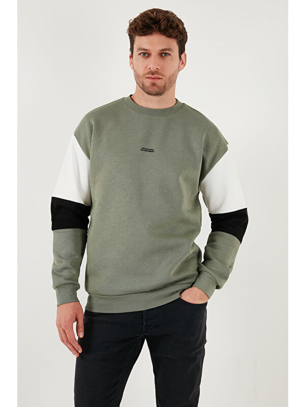 Buratti Pamuklu Relaxed Fit Bisiklet Yaka Şardonlu Renk Bloklu Sweat 5905298T