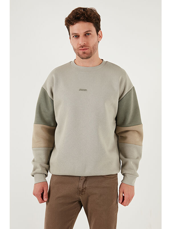 Buratti Pamuklu Relaxed Fit Bisiklet Yaka Şardonlu Renk Bloklu Sweat 5905298T