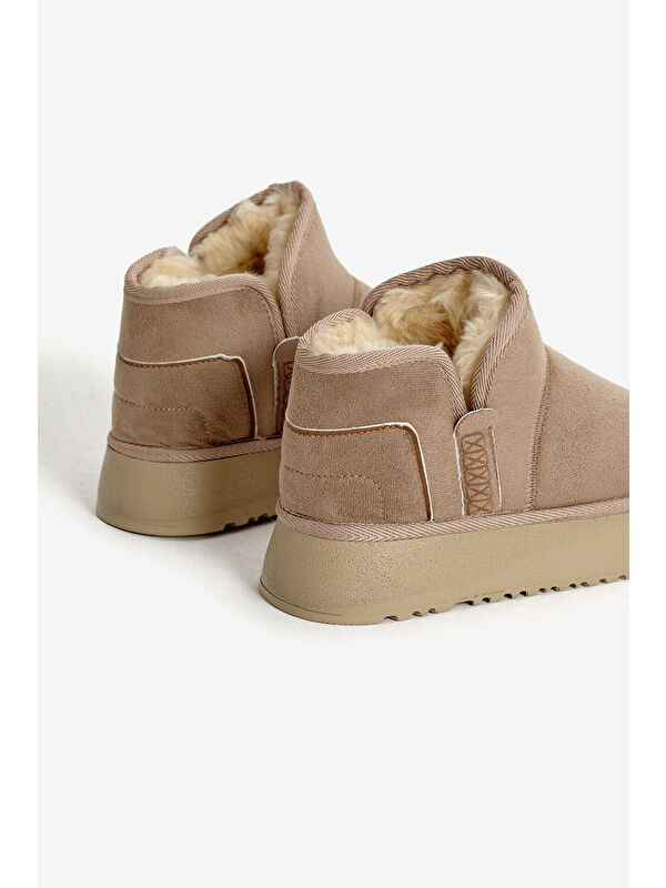 Tonny Black Bej Tonny Black Kalin Poli Kadın Taban Süet Görünümlü İçi Kürklü Günlük Kısa Bot