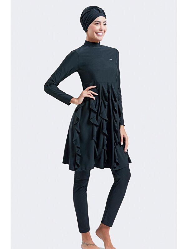 C&City Tam Kapalı 4 Lü Tesettür Mayo 4051 Siyah
