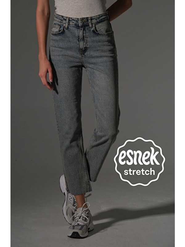 Maule Esnek Pamuklu Kumaş Kesik Paça 5 cep Skinny Slim Kadın Jean Pantolon @Kosova