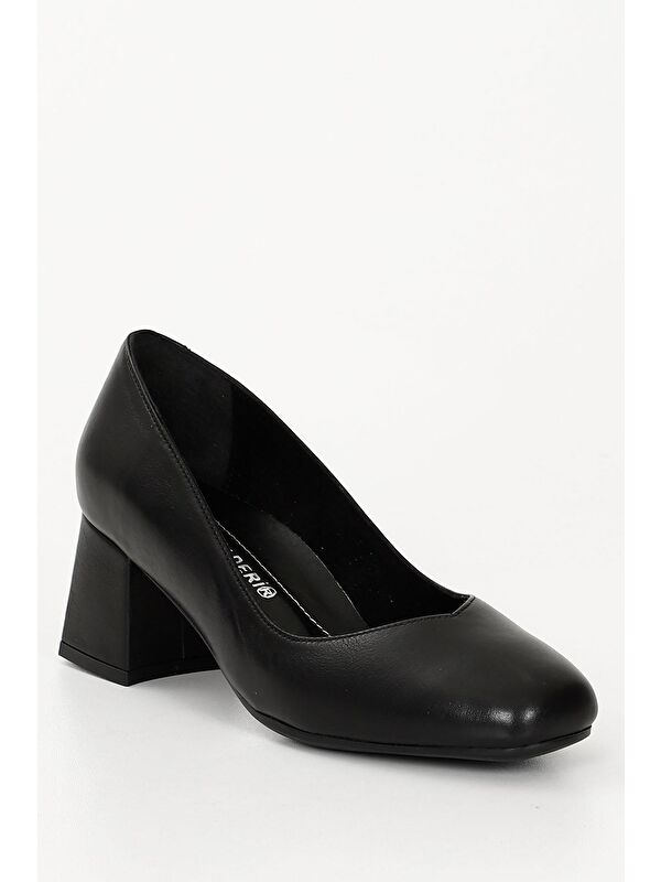 SİYAH Hakiki Deri Orta Kalın Topuklu Kadın Ayakkabı 24226 - Görsel 6