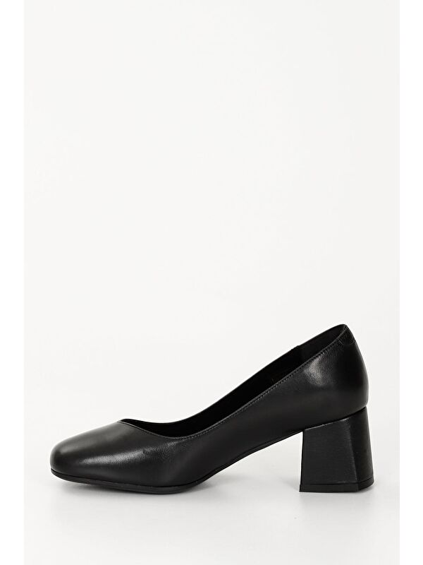 SİYAH Hakiki Deri Orta Kalın Topuklu Kadın Ayakkabı 24226 - Görsel 7