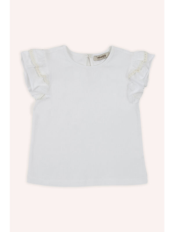 Panço Kız Çocuk Kısa Kollu T-Shirt Beyaz