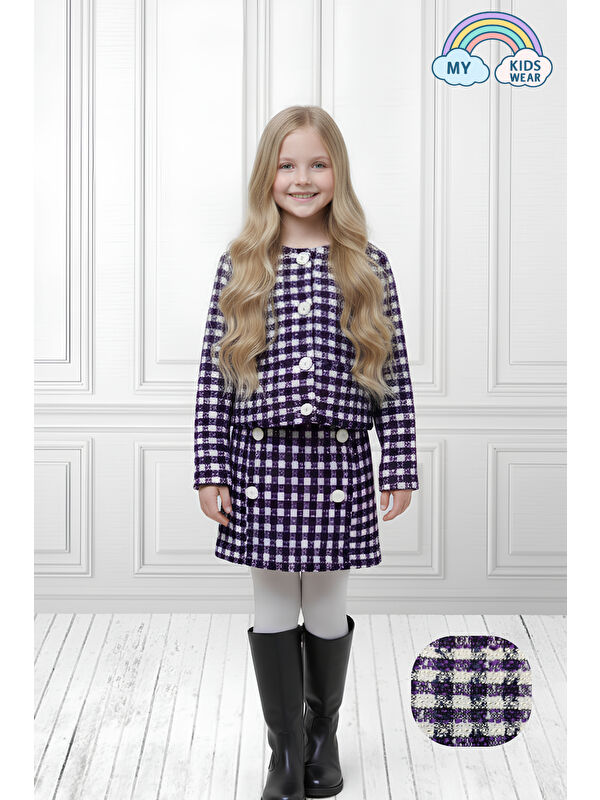 My Kids Wear Kız Çocuk Ceketli Takım – Şort Etek Üçlü Set 2-8 Yaş 12306