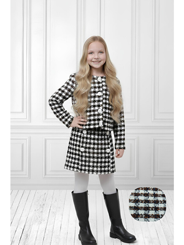 My Kids Wear Kız Çocuk Ceketli Takım – Şort Etek Üçlü Set 2-8 Yaş 12307