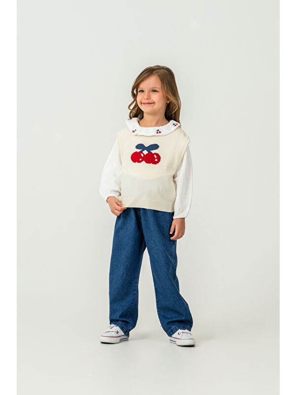 Harika Kids Kız Çocuk Triko Kazak-Gömlek-Jean Pantolon 3'lü Takım