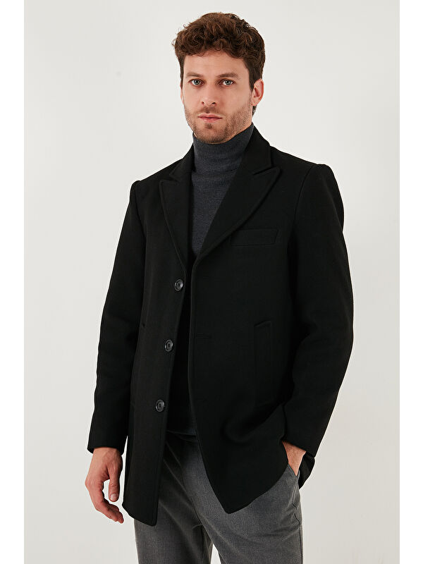 Buratti Slim Fit Apaş Yaka Astarlı Kaşe Kaban 584K1217